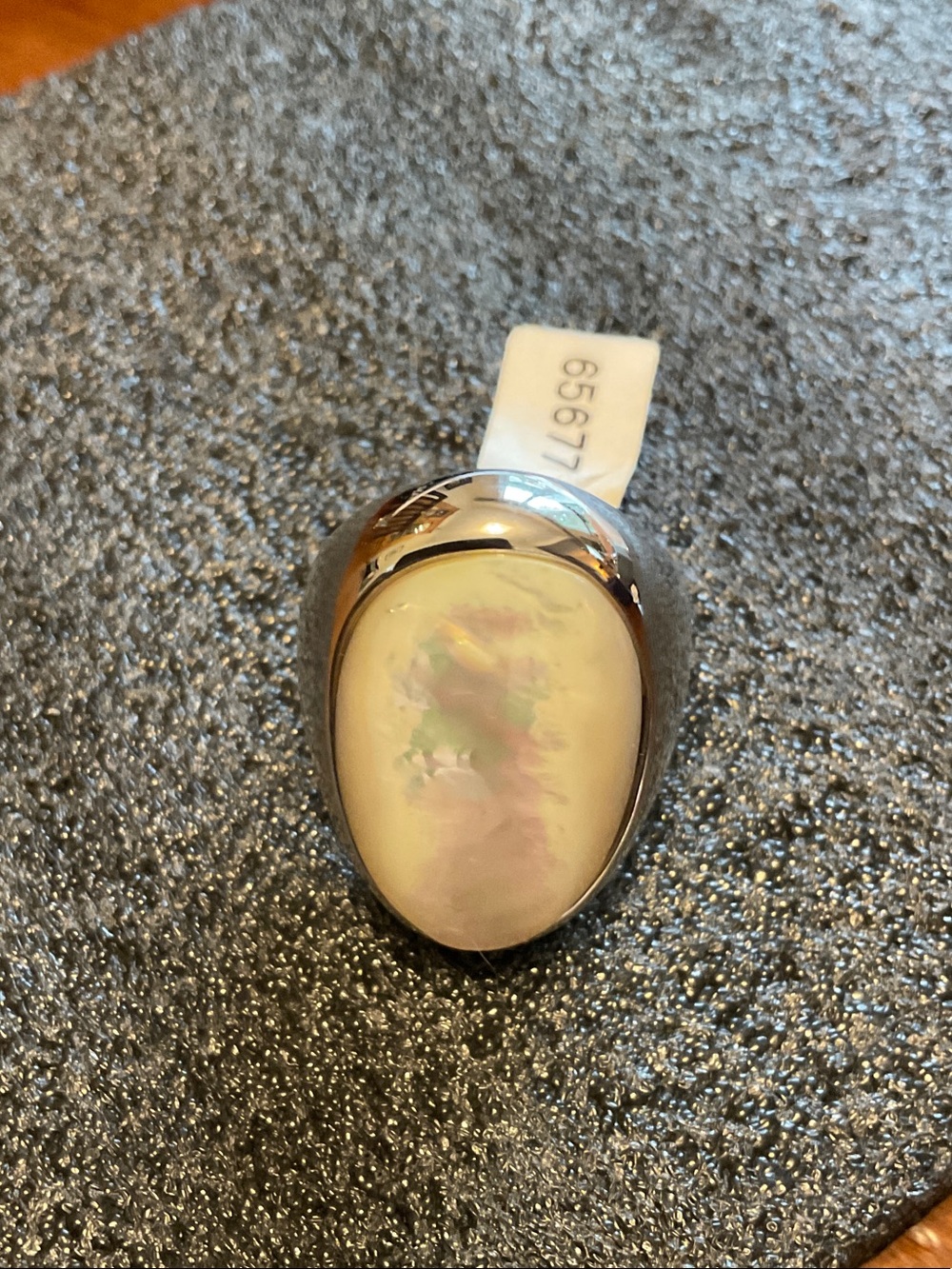 Lia Sophia Iridescent Mother-of-Pearl Silver Tone Dome Ring